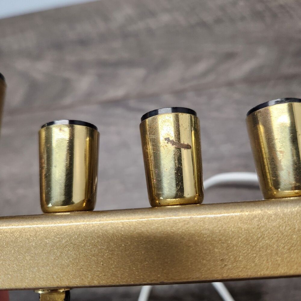 Electric Brass Hanukkah Menorah Twelve Tribes of Israel No Bulbs Works - Picture 4 of 6